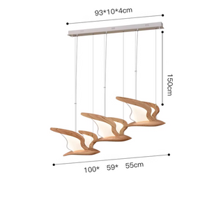 Wooden Bird-Inspired LED Chandelier Light – Artistic Pendant Lighting - GraffitiWallArts.com