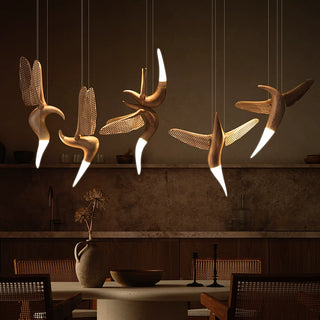Wooden Bird Inspired LED Vertical Chandelier Light – Artistic Lighting - GraffitiWallArts.com