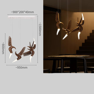 Wooden Bird Inspired LED Vertical Chandelier Light – Artistic Lighting - GraffitiWallArts.com
