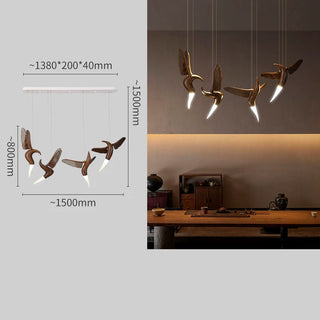 Wooden Bird Inspired LED Vertical Chandelier Light – Artistic Lighting - GraffitiWallArts.com