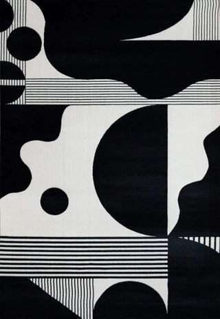 Abstract Black & White High Pile Tufted Rug-GraffitiWallArts