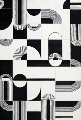 Abstract Black & White High Pile Tufted Rug-GraffitiWallArts