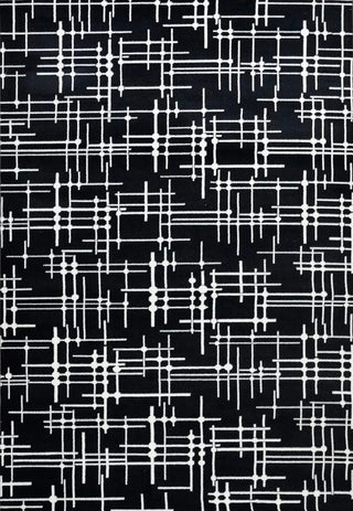 Abstract Black & White High Pile Tufted Rug-GraffitiWallArts