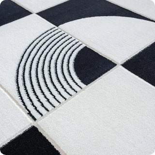 Abstract Black & White High Pile Tufted Rug-GraffitiWallArts