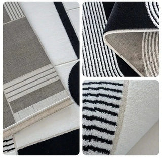 Abstract Black & White High Pile Tufted Rug-GraffitiWallArts