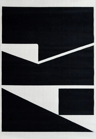 Abstract Black & White High Pile Tufted Rug-GraffitiWallArts