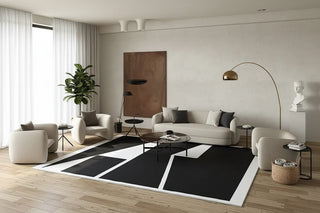 Abstract Black & White High Pile Tufted Rug-GraffitiWallArts