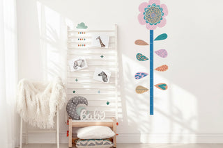 Abstract Floral Kids Height Chart Wall Decal-GraffitiWallArts