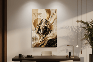 Abstract Forex Bull Wealth Flow Canvas Wall Art-GraffitiWallArts