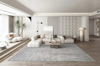 Abstract Gray High Pile Tufted Rug-GraffitiWallArts