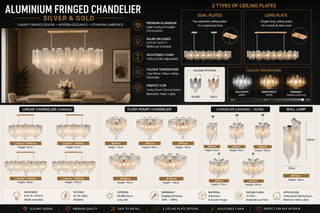 Aluminium Fringed Chandelier – Silver & Gold in 5 Sizes, Cold, Warm & Dimmable-GraffitiWallArts
