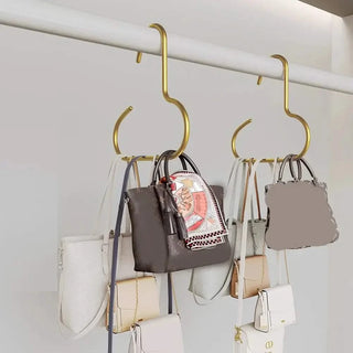 Aluminium S-Curve Multi-Purpose Hanger – Cap, Hat, Bag & Scarf Organiser (Dark Gray & Gold)-GraffitiWallArts