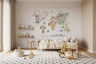 Animal World Map Wall Stickers for Kids-GraffitiWallArts