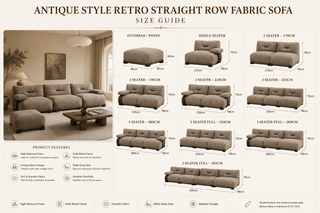 Canapé en tissu style rétro antique à rangée droite – Haut rebond