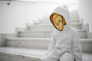 Astronaut Figurine Statue – White Resin Space Sculpture with Gold Visor-GraffitiWallArts