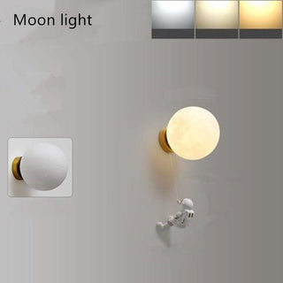 Astronaut on Moon Wall Lamp - Kids Room Lighting-GraffitiWallArts