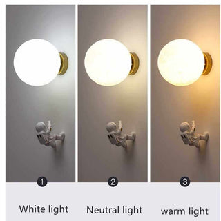 Astronaut on Moon Wall Lamp - Kids Room Lighting-GraffitiWallArts