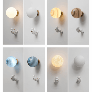 Astronaut on Moon Wall Lamp - Kids Room Lighting-GraffitiWallArts
