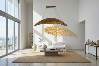 Banana Leaf LED Pendant Light with Textured Shade-GraffitiWallArts