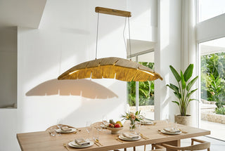 Banana Leaf LED Pendant Light with Textured Shade-GraffitiWallArts