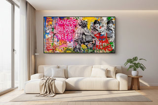 Banksy Art Love Is All We Need Canvas Wall Art-GraffitiWallArts