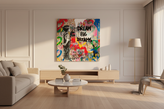 Banksy Artwork Dream Big Dreams Canvas Wall Art-GraffitiWallArts
