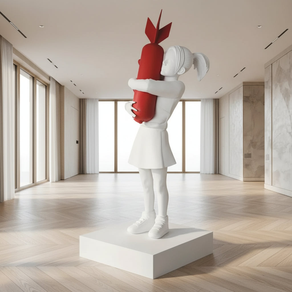 Banksy Bomb Hugger Girl Statue | Street Art Sculpture 58cm–250cm Banksy Bomb Hugger Girl Statue | Street Art Sculpture 58cm–250cm