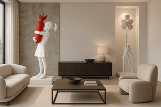Banksy Bomb Hugger Girl Statue – Street Art Sculpture | 58cm, 100cm, 150cm, 200cm & 250cm | White, Black & Gold-GraffitiWallArts