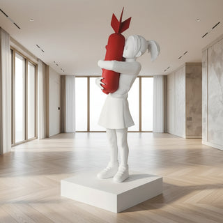 Banksy Bomb Hugger Girl Statue – Street Art Sculpture | 58cm, 100cm, 150cm, 200cm & 250cm | White, Black & Gold-GraffitiWallArts