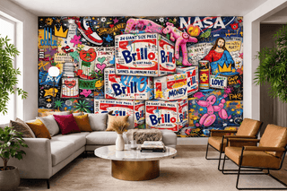 Banksy Brillo Balloon Dog Graffiti Wallpaper Mural-GraffitiWallArts
