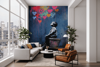 Banksy Style Child Hearts Wallpaper Mural-GraffitiWallArts