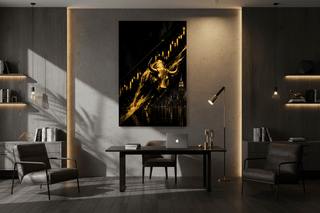 Black Gold Wall Street Bull Canvas Wall Art-GraffitiWallArts