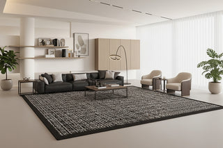 Black Net Rug: Modern Sophistication for Contemporary Spaces-Rugs