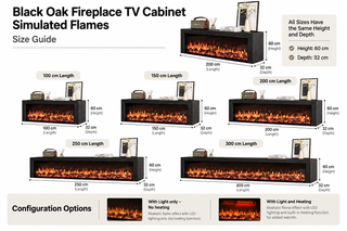 Cabinet TV con camino Black Oak Fiamme simulate