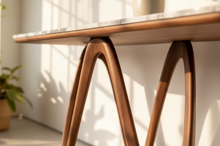 Black Walnut Console Table - Sintered Stone Top & Sculptural Interlocking Base-GraffitiWallArts
