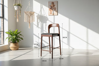 Zwarte Walnoot Massief Houten Barstoel – Minimalistische Elegant