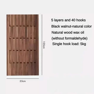 Dark Wallnut Wood Piano Wall Hanging Coats Organiser-Drying Racks & Hangers