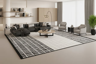Black & White Merge Net Rug: Modern Sophistication-GraffitiWallArts