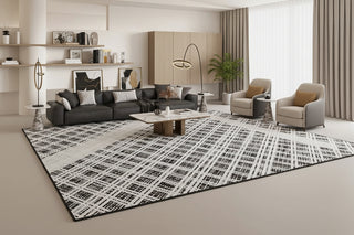 Black & White Mesh Diagonal Net Rug: Modern Sophistication-GraffitiWallArts