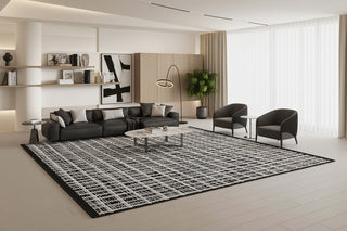 Black & White Mesh Net Rug: Modern Sophistication-GraffitiWallArts