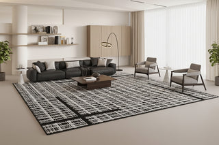Black & White Mesh Plus Net Rug: Modern Sophistication-GraffitiWallArts