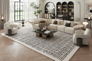 Black & White Net Rug: Modern Sophistication-GraffitiWallArts