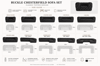 Buckle Chesterfield Sofa Set – Classic Tufted Design-GraffitiWallArts
