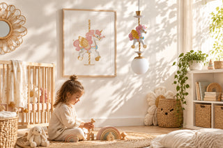 Carousel Unicorn Kids Pendant Light with Glass Globe-GraffitiWallArts