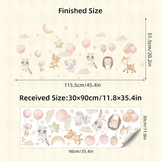 Cartoon Animal Balloon Wall Stickers for Kids