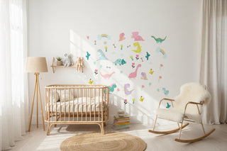 Cartoon Dinosaur Wall Decal Set Kids Bedroom Stickers