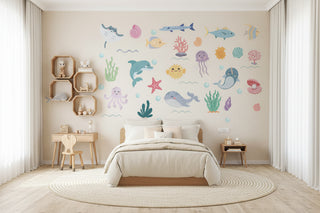 Cartoon Marine Life Wall Stickers for Kids