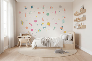 Cartoon Shooting Star Planet Wall Stickers for Kids-GraffitiWallArts