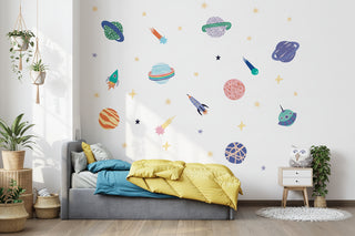 Cartoon Space Galaxy Kids Room Wall Decal Sticker-GraffitiWallArts
