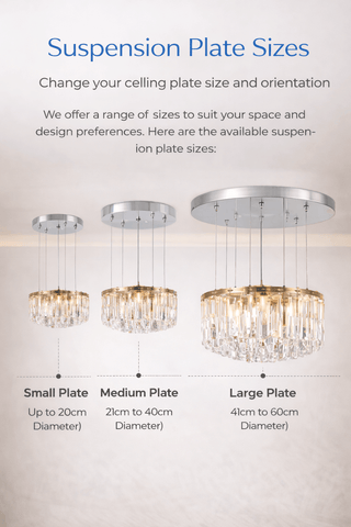 Chandelier Ceiling Plate Finish Customisation Chrome Black Brass Gold Silver Options-GraffitiWallArts